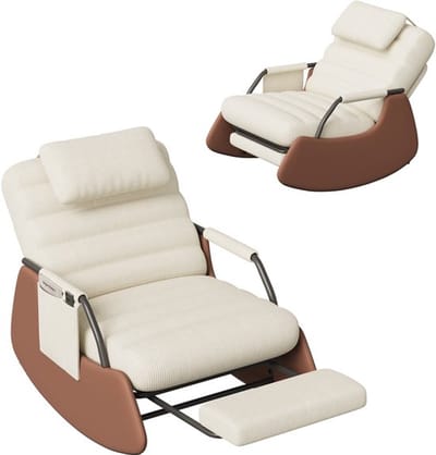 JAQZY Schommelstoel - Stoel - Ergonomisch - 3 Verstelbare Standen - Comfortabele Voetsteun - Opbergvakken Zijkant - Zachte Bekleding