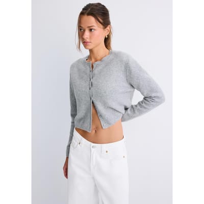 Stradivarius Soft touch tricot vest met knopen  Grijs M
