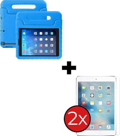 Hoesje - Geschikt voor Apple iPad Mini 1 (2012) - 7.9 inch - Met 2x Screenprotector - Kinderhoes - Shockproof Bumper - Kidsproof Case - Tablethoes - Kinder Hoes Cover - Blauw