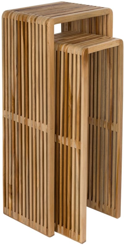 Housecraft Living Djia Plantenstandaard/ Plantenzuil binnen Teak Hout - Set van 2