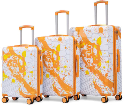 MODFU - 3-Delige Kofferset - Met Cijfercombinatieslot En Zwenkwielen - Moderne Uitvoering - Voor Reizen - PC - Oranje - 20/24/28 Inch