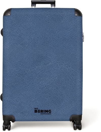 NoBoringSuitcases.com® - Koffer groot - Reiskoffer lichtgewicht - Lederen look blauw - Rolkoffer met 4 wielen - Grote trolley XL - 98 liter bagage