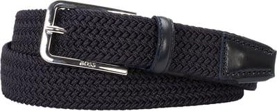 BOSS leren heren riem - navy blauw