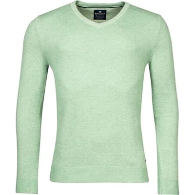 Baileys Trui V-Neck Body And Sleeves Two-Tone Structure Jacquard Pastel Groen / male