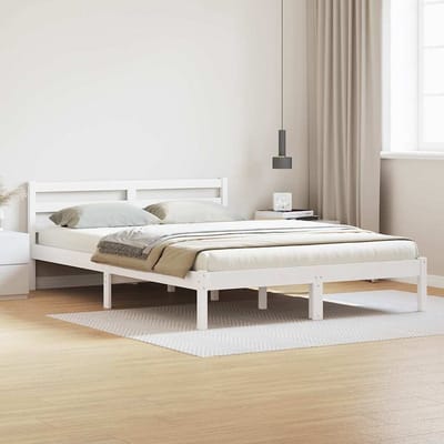 vidaXL - Bedframe - Wit - 225,5 - x - 165,5 - x - 69,5 - cm - Massief - vurenhout