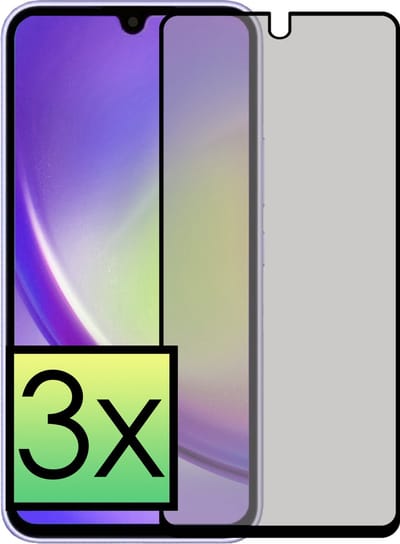 Screenprotector - 3 Stuks - Geschikt voor Samsung Galaxy A34 - Privacy Filter - Beschermglas - Gehard Glas - Tempered Glass - Screen Protector - Anti Spy - Full Display Cover