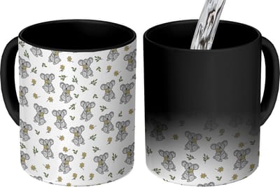 Magische Mok - Foto op Warmte Mokken - Koffiemok - Koala - Bloemen - Patronen - Kind - Magic Mok - Beker - 350 ML - Theemok