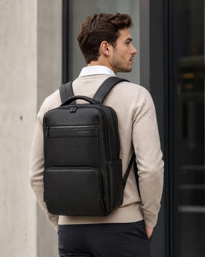 Enrico Benetti Sienna lederlook businesstas laptoprugzak zwart