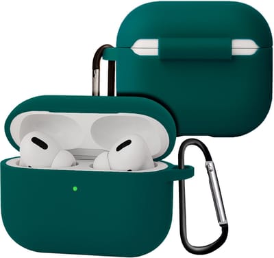 Case - Geschikt voor Apple Airpods Pro 3 - Siliconen Hoes met Clip - Silicone Hoesje Cover - Petrol