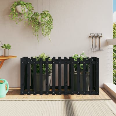 vidaXL - Plantenbak - verhoogd - hekontwerp - 150x50x70 - cm - grenenhout - zwart