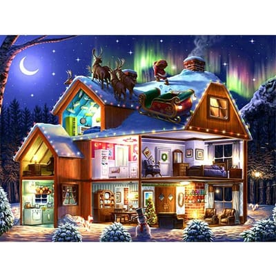 5D DIY Diamond Painting Kersthuis Borduurmozaïek Kruissteek Strass Decoratie 20X30CM blue