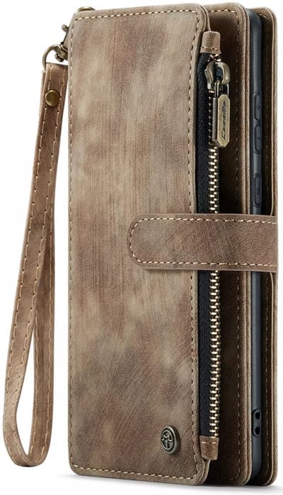 CaseMe C30 Hoesje Geschikt voor Samsung Galaxy A35 | Wallet Zipper Book Case met Pasjeshouder | Beschermhoes met Portemonnee | Bruin