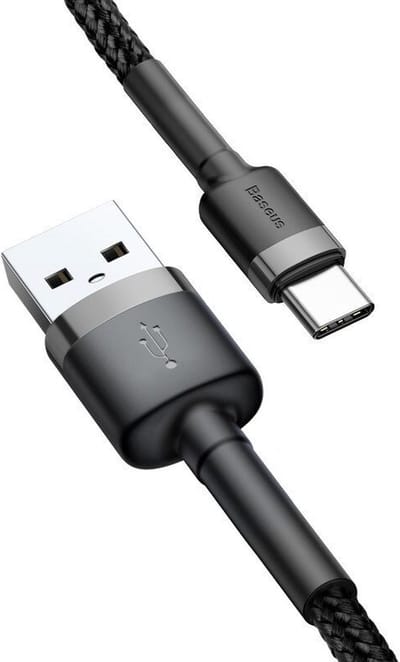 Baseus Cafule USB Kabel naar USB C 0.5 meter zwart -3A - Fast Charge - velcro bandje - gevlochten 480Mbps