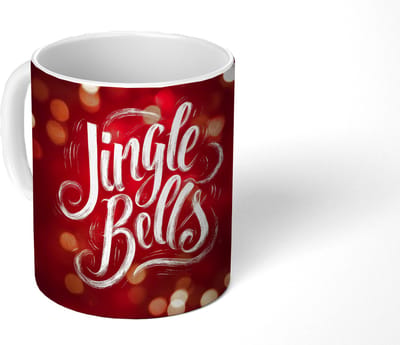Mok - Koffiemok - Jingle - Bells - Kerst - Rood - Mokken - 350 ML - Beker - Koffiemokken - Theemok