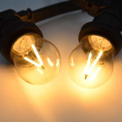 Prikkabel set met LED lampen, 50 meter met 50 fittingen - 3 watt dimbare filament lampjes 2000K