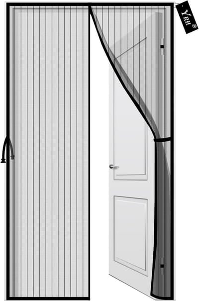 Magnetische Vliegenhor Deur 95x200 cm - Automatische Sluiting & Zijgesp - Zwart Hor voor Balkon en Terras