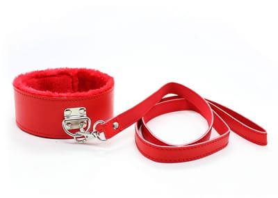 Smart Moves - Bont Gevoerde Collar met Leiband - Rood