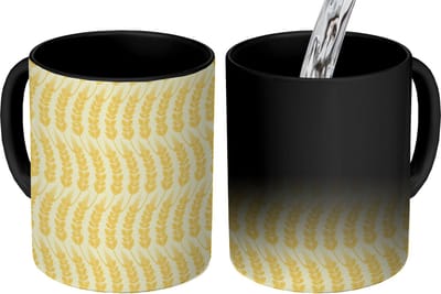 Magische Mok - Foto op Warmte Mokken - Koffiemok - Graan - Patronen - Waves - Magic Mok - Beker - 350 ML - Theemok