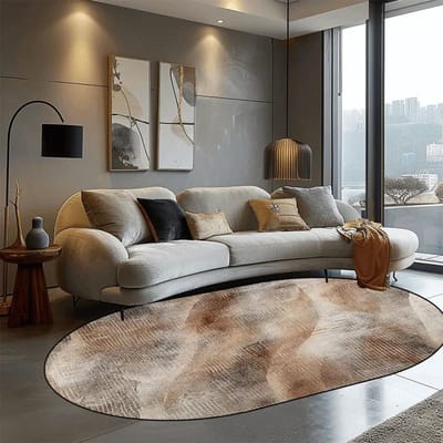 Abstract Ovaal Tapijt in Scandinavische Stijl voor Woonkamer Licht Luxe Huisdecoratie Sofa Zij Vloermat Zacht Wasbaar Kleed voor Slaapkamer 60*90cm