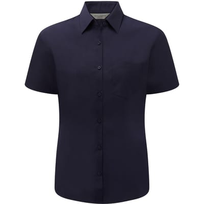 Russell Collectie Dames/Dames Korte Mouwen Poly-Katoen Easy Care Poplin Shirt (Franse marine)
