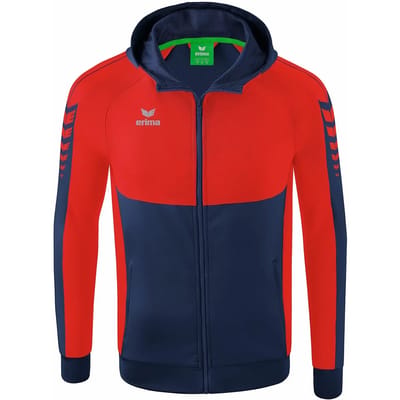 Erima Six Wings Trainingsjack Met Capuchon Kinderen - Rood / New Navy | Maat: 128