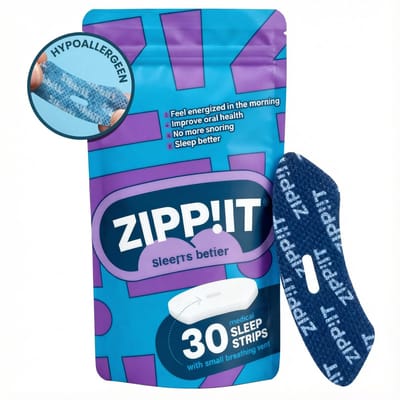 Zippit® Mondtape - 30 stuks - De enige strip die écht goed blijft plakken - Met ademgaatje - Anti-Snurk Slaapstrips - Hypoallergene lijm - Mouth tape - Mond Tape - Myotape - Beter slapen