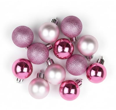 Decoris kunststof kleine kerstballen - roze mix - D3 cm - 17x stuks - kerstversieringen voor in kleine boom