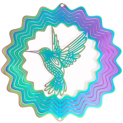 3D Kleurrijke Roterende Wind Spinner Kolibrie Vloeiende Windgong Yard Garden Opknoping Decor Wind Catcher Hanger Vogel Afschrikmiddel blue