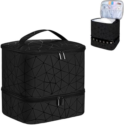 MTTproducts- Reisnagelorganisator Dubbellaags - Make-uptas - Draagtas voor 30 Flessen - Lichtgewicht - Ruimtebesparend - Ideaal voor Reizen