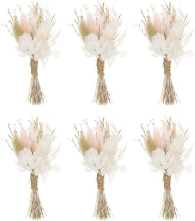 Mini Droogbloemen Boeket - Natuurlijke Bloemen - Knutselen en Decoratie - Handgemaakt Door Bloemisten - 6 Stuks - Roze