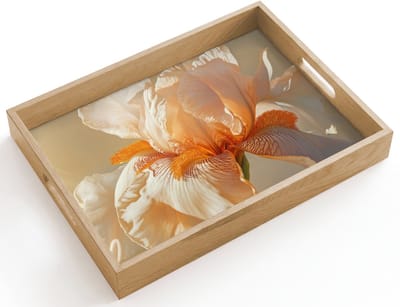 Dienblad hout 40x30 cm - Schootdienblad - Close up - Oranje - Iris - Borrelplank rechthoek - Plateau dienbladen