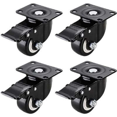 4 Stuks Vlakke Plaat Zwenkwielen 2 Inch Sterk Draagvermogen Dubbele Lagers Stille Zwenkwielen