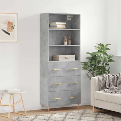vidaXL - Hoge - kast - 69,5x34x180 - cm - bewerkt - hout - betongrijs