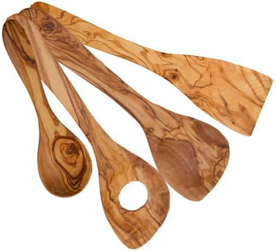 lepel en kooklepel, houten keukengerei set 30 cm met gratis eetlepel 20 cm, hout 3-deel set