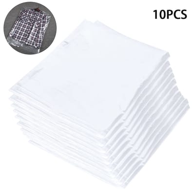 Set Van 10 Wit-Transparante Kledinghoezen (60x100 cm) - Gevoerde Opbergzakken Voor Jassen En Overhemden - Wasbaar En Ademend - Ideaal Voor Kast Of Reiskoffer Bescherming