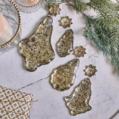 LOBERON Kerstversiering set van 4 Dolenza antiekgoudkleurig