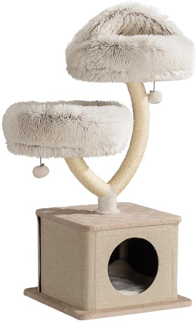 krabpaal in takkenmodel 95 cm met pluche en sisal kattenkrabpaal met grot kattenboom