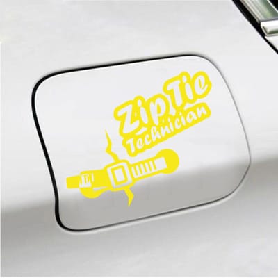 Bumpersticker - Zip Tie Technician - 11,2 X 14,8 - Geel