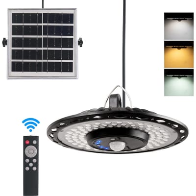 180LEDs Zonne-energie Hanglamp Wandlamp Garagelamp Bewegingssensor Licht Buiten Waterdicht 1 Pack zwart
