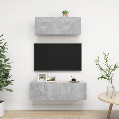 vidaXL - 2-delige - Tv-meubelset - bewerkt - hout - betongrijs