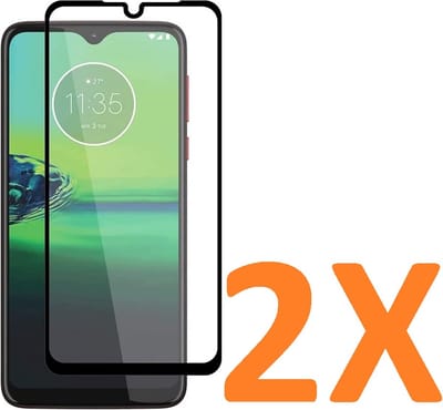 Screenprotector Glas - Full Tempered Glass Screen Protector Geschikt voor: Motorola Moto G8 Play  - 2x