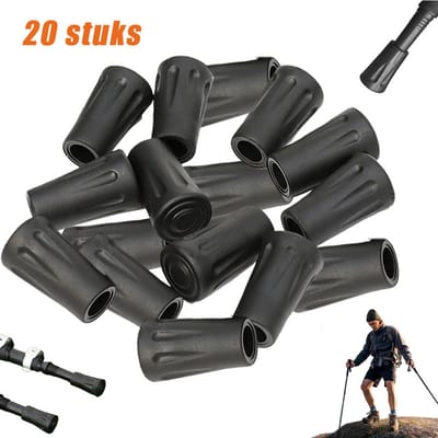 20 stuks Vervangende uiteinden voor wandelstokken - rubberen dopjes voor wandelstokken - vervangende dopjes voor wandelstokken - Antislip rubberen hoesjes voor wandelstokken - voor wandelstokken, trekkers en trekkers