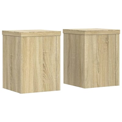 vidaXL - Plantenstandaards - 2 - st - 15x15x20 - cm - bewerkt - hout - sonoma - eiken