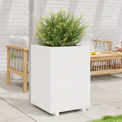 vidaXL - Plantenbak - 50x50x72,5 - cm - massief - grenenhout - wit