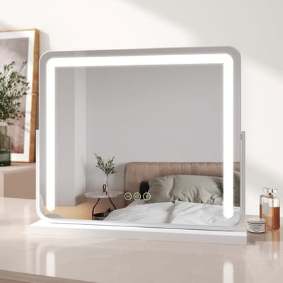 EMKE Make Up Spiegel met Verlichting - 360° Draaibaar - 3 Lichtstanden - Touch & Dimbaar - Ophangbaar