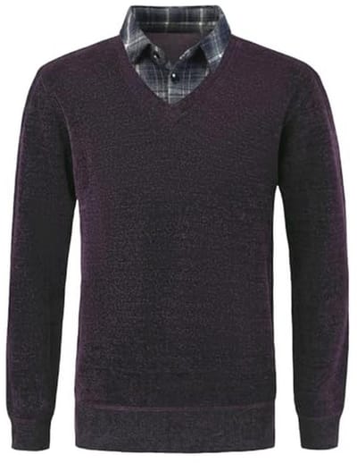 Heren 2-in-1 V-hals Chenille Trui - Casual Fleece Gevoerd Wintershirt