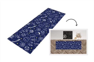 Keukenloper - Loper keuken - Ruimte - Sterren - Patronen - Planeten - 150x50 cm - Keukenloper vinyl