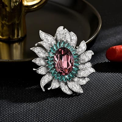 Dames Licht Luxe Design Elegante Ingezette Zirkoon Zonnebloem Broche Modieuze En Veelzijdige Niche Design Broche gray