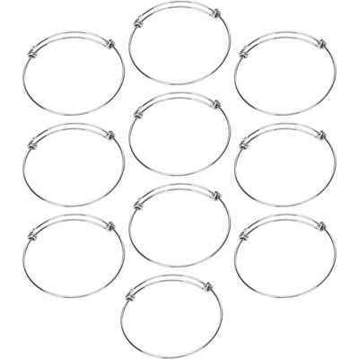10 Pcs Bracelet Jonc en Acier Inoxydable 1.6mm Réglable Extensible Spirale Accessoires DIY white