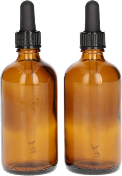 4x 100 ml bruine glazen druppelfles met pipet